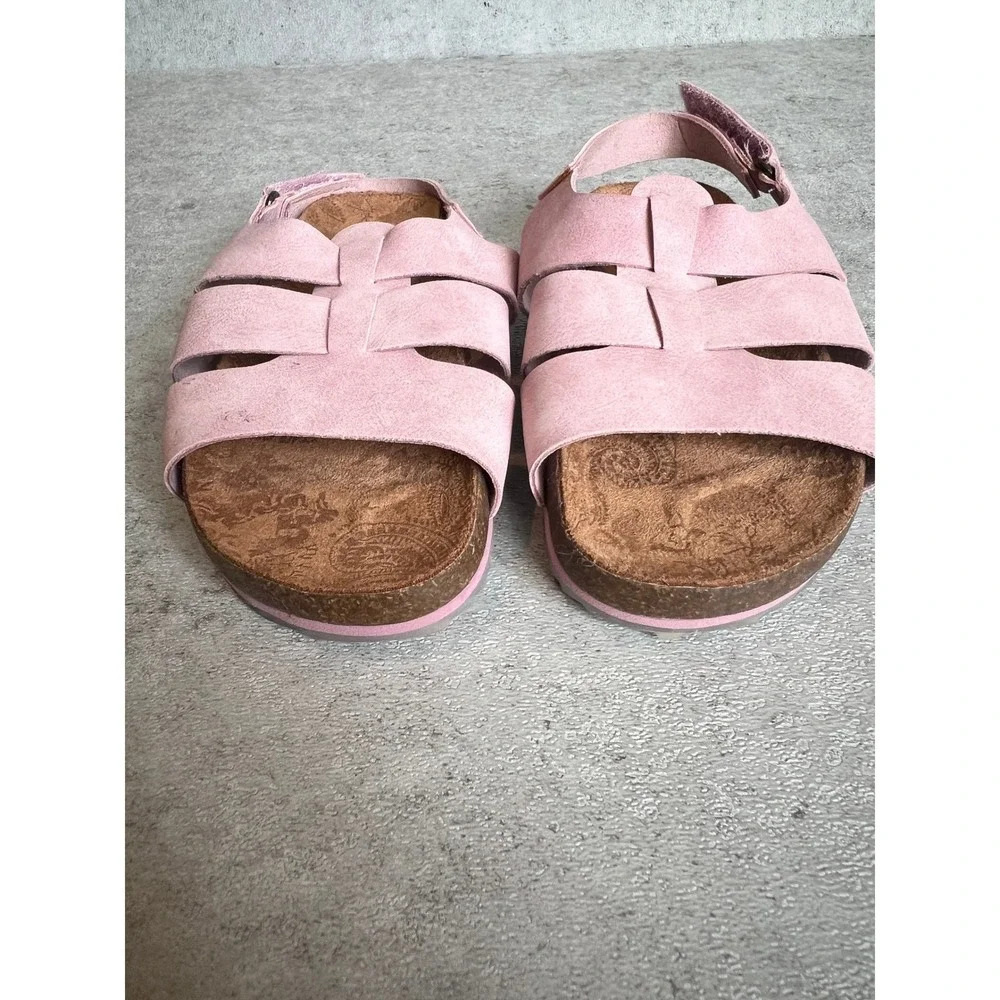 Bearpaw Zaidee Sandals Toddler Girl Size 8 Pink Strappy Faux Suede Cork Summer‎